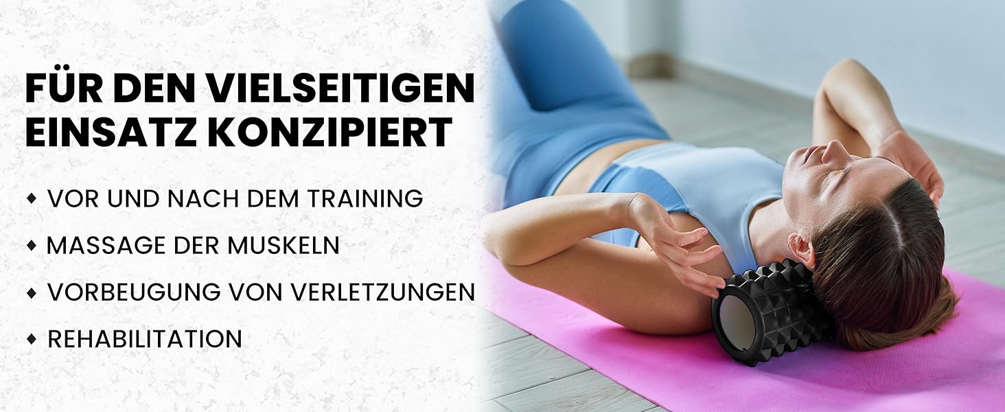 Набір для масажу м'язів Unycos: ролер фасції, фітнес-гумка, масажний м'яч, палиця для реабілітації, шнур для фітнесу та сумка для зберігання (чорний)