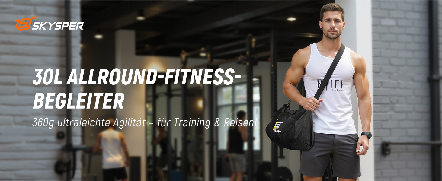 Спортивна сумка SKYSPER для чоловіків та жінок, містка дорожня сумка-вікенд 30 л для тренувань, залу та плавання