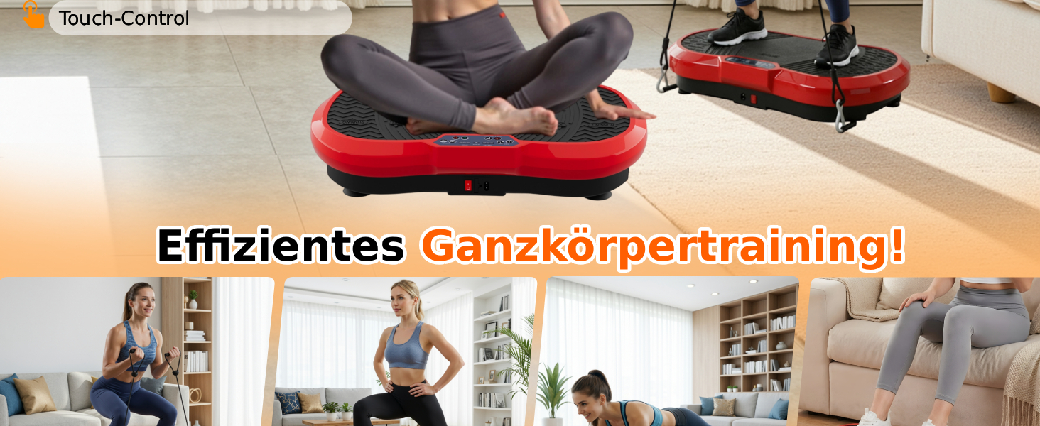 Вібраційна платформа TLGREEN з надтихим мотором, 120 рівнів + 10 програм тренувань, з пультом дистанційного керування, тренувальні гумки, для тренувань всього тіла, схуднення, L-59x34x13cm, чорний