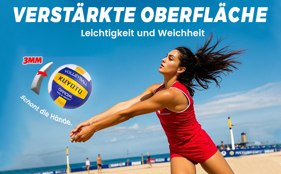 Волейбольний м'яч KUYOTQ для пляжу та залу, 3 мм, з м'якої шкіри, розмір 5, для підлітків та чоловіків