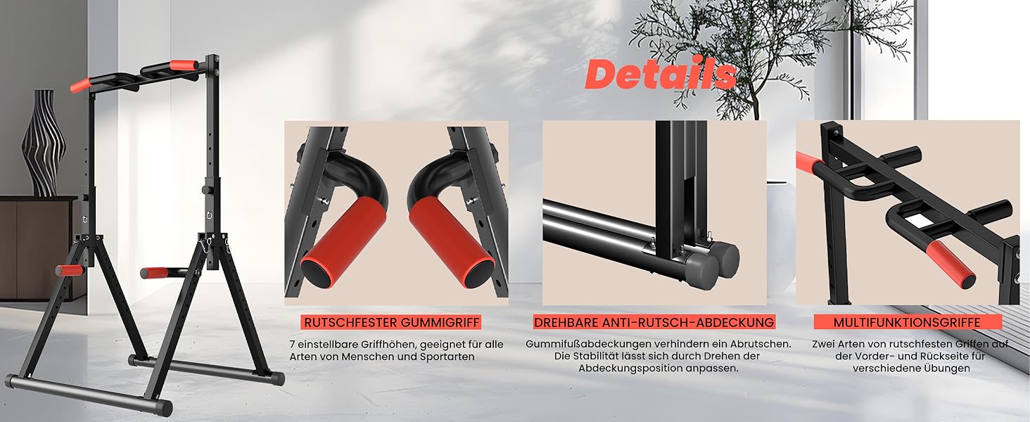 Стійка для віджимань та підтягувань DOBESTS Faltbar Power Tower - багатофункціональний тренажер для дому, чорний