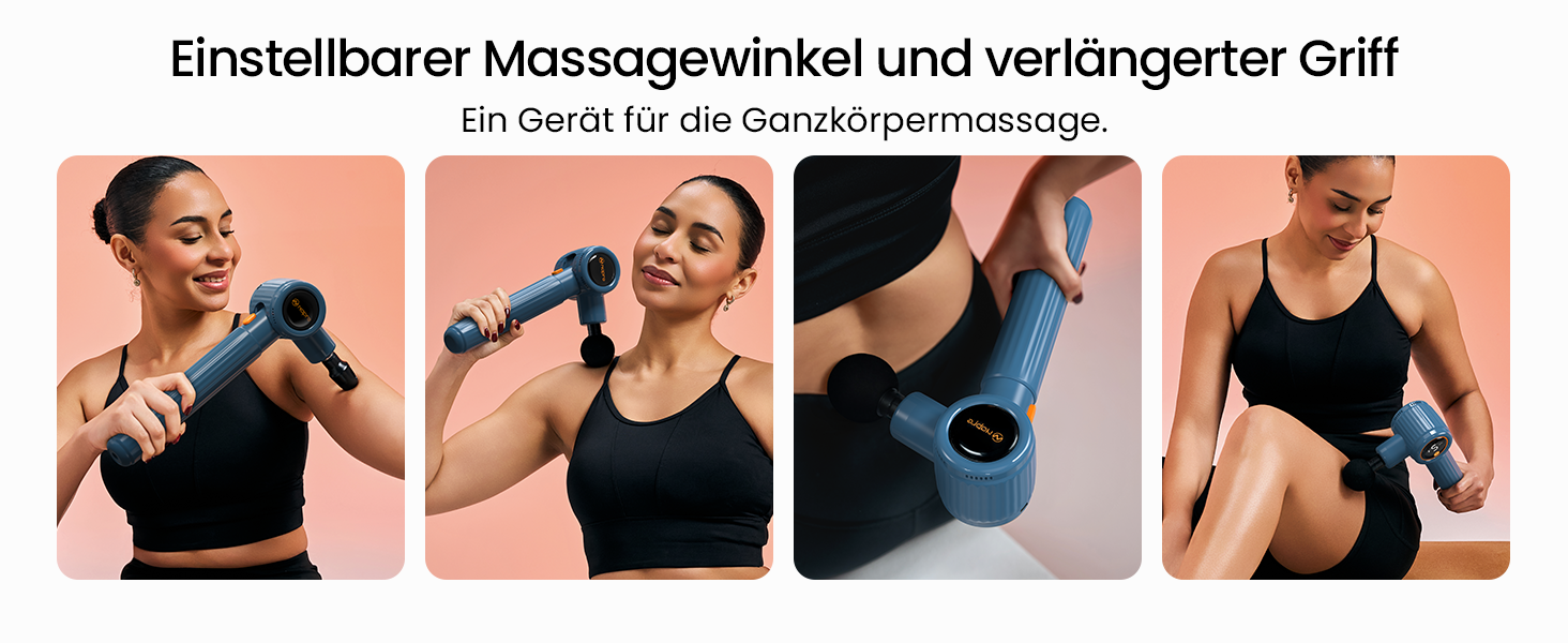 Масажний пістолет Napre з підігрівом та червоною світлотерапією для м'язів спини та шиї, з подовжувальною ручкою та 3 кутами нахилу