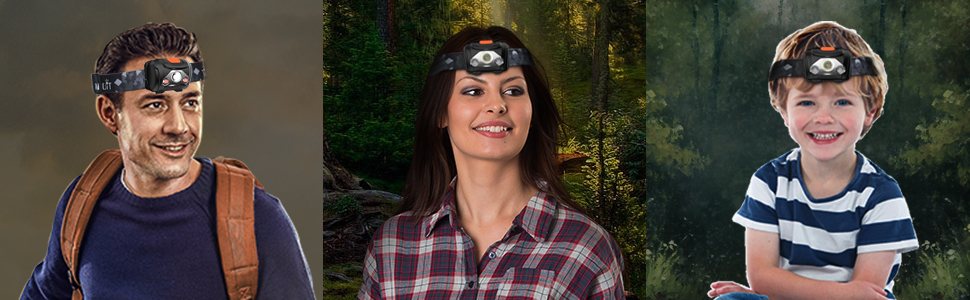 Налобний ліхтар HOSONIC LED з червоним та білим світлом, 2 шт. Водостійкий, 4 режими. Підходить для дітей, дорослих, кемпінгу, бігу, риболовлі.