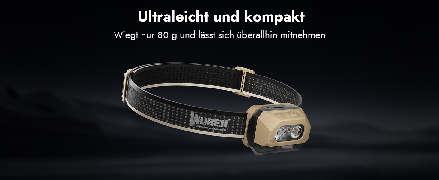 Налобний ліхтар WUBEN H4 LED, акумуляторний, 800 люмен, 10 режимів роботи з червоним світлом, колір Khaki