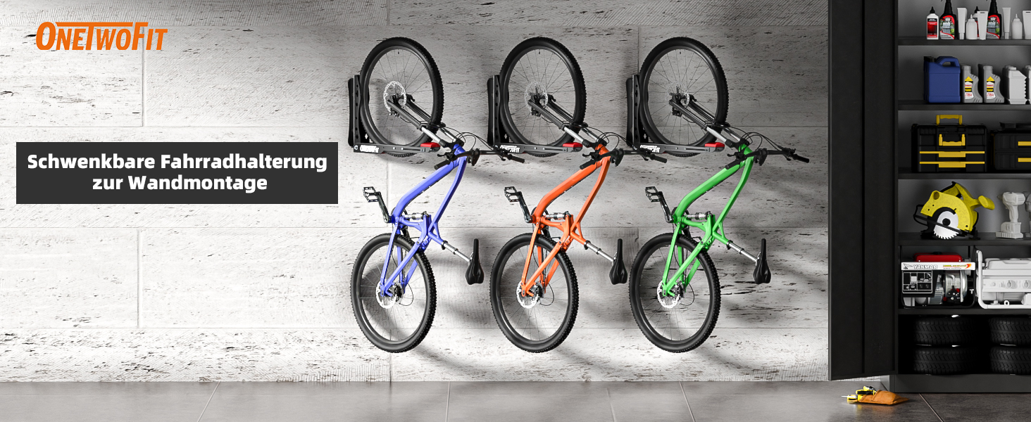 Настінна підставка для велосипеда ONETWOFIT - 2 шт., чорна, до 35 кг