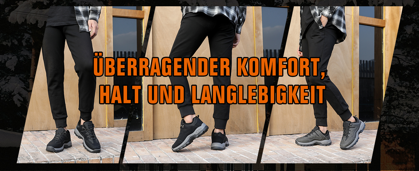 Черевики для ходьби чоловічі зимові утеплені, трекінгові черевики, зимові черевики, неслизькі, легкі, черевики для хайкінгу, зручні зимові черевики, гірські черевики, водонепроникні черевики для хайкінгу, outdoor черевики, чорні, 40 EU