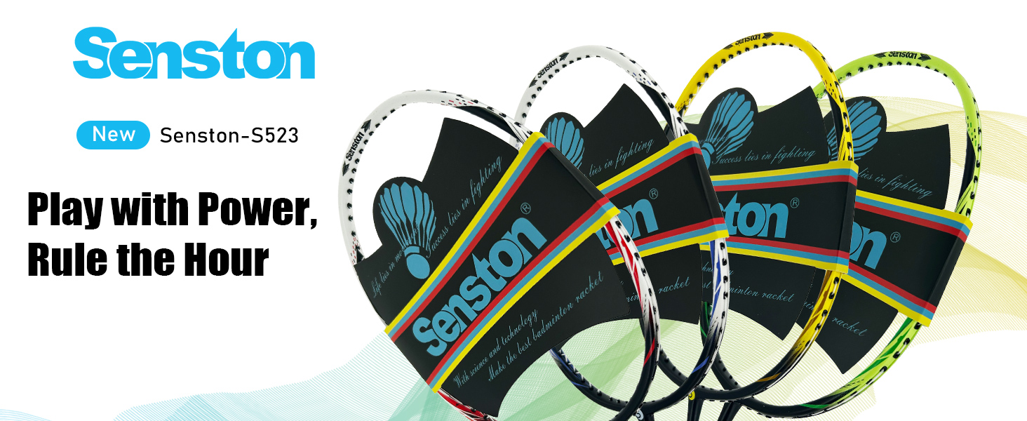 Набір для бадмінтону Senston: 2 ракетки з карбону, сумка та 6 воланів (жовто-зелений)