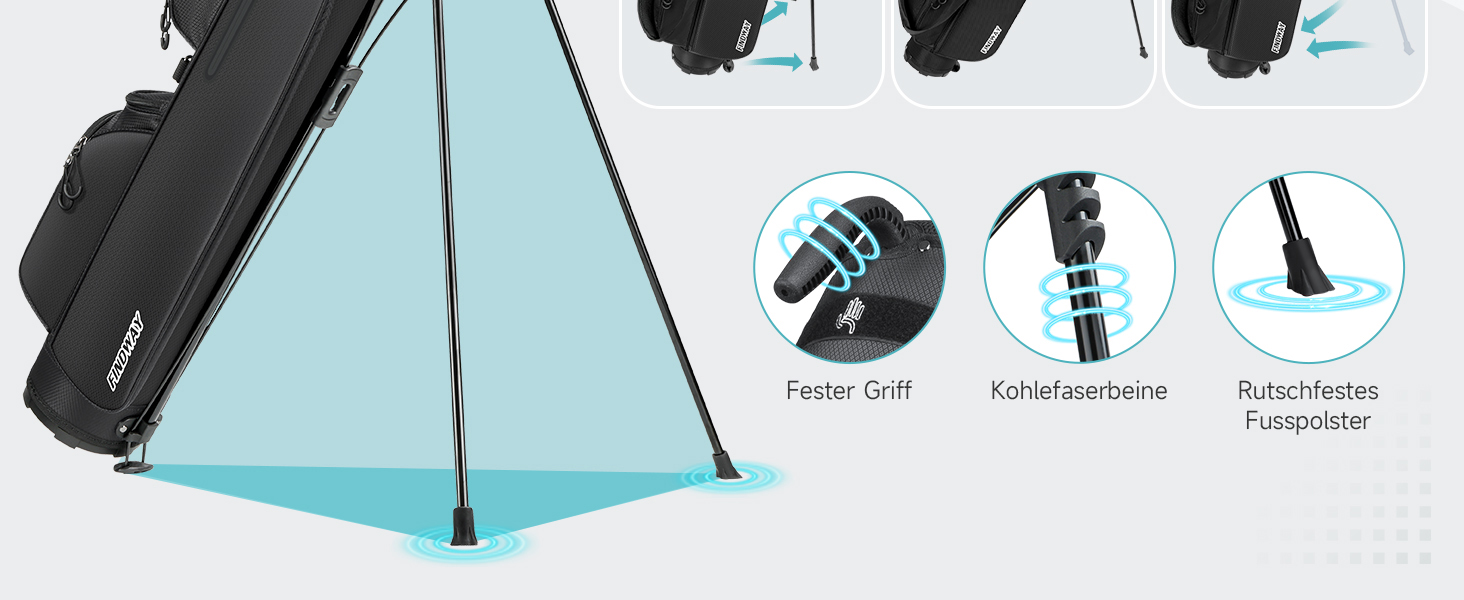 Сумка для гольфу Findway, легка та портативна, з підставкою, 3 відділення, регульований плечовий ремінь, 5 кишень, ручка, для чоловіків та жінок, блакитна