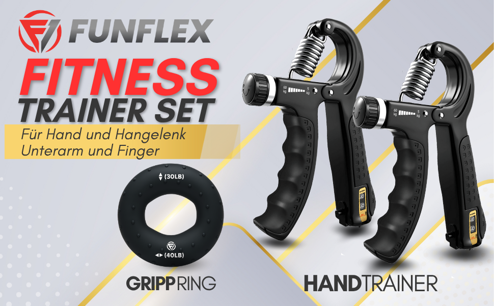 Тренування для рук та пальців Handtrainer: Набір 3 шт. з регулюванням 5-60 кг, для зміцнення хвата та підсилення м'язів рук. Чорний колір.