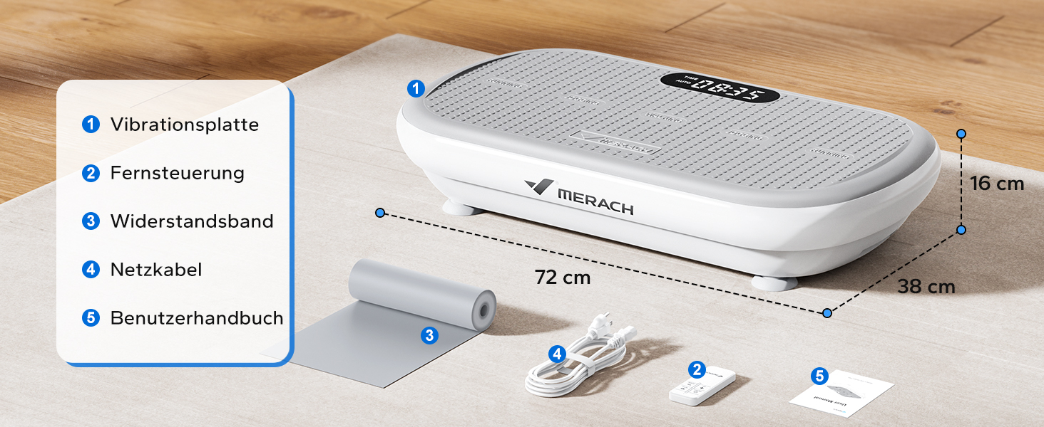 Вібраційна платформа MERACH для тренувань та фігури, амплітуда 13 мм, вантажопідйомність 200 кг, силіконовий педал, Bluetooth-динамік (сірий)