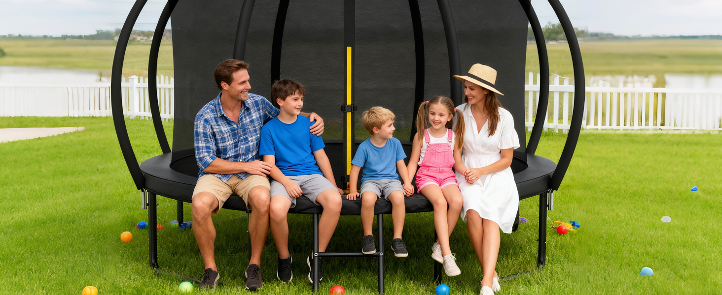 Батут Nattork Outdoor Ø244/370/427 см з сертифікатом GS, сіткою та сходами. Міцний садовий трамплін для дітей та дорослих, до 150 кг