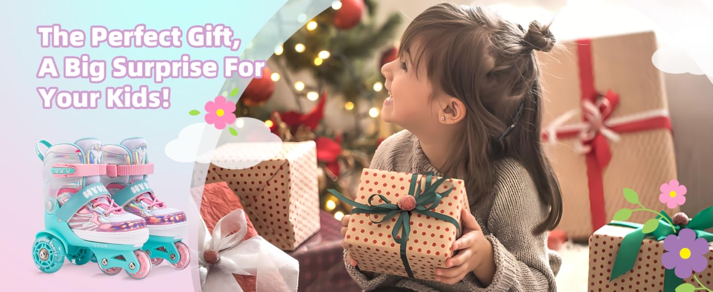 Дитячі ролики для дівчаток, 4 розміри, регульовані, безпечні, з дихаючим верхом, для початківців (XS: 25-27.5 EU)