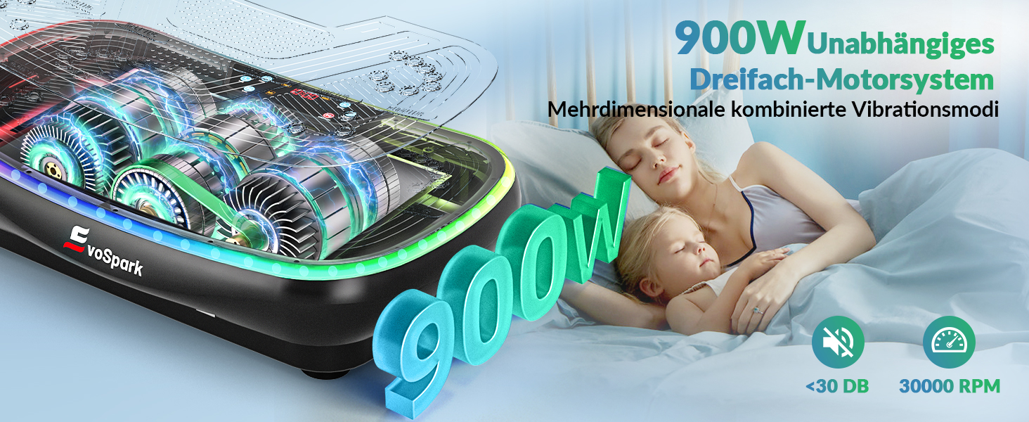Vibrationsplatte EvoSpark 4D PRO 7-in-1: Тест-переможець 2025, 900W, LED-підсвічування, 550 lbs, для домашніх тренувань