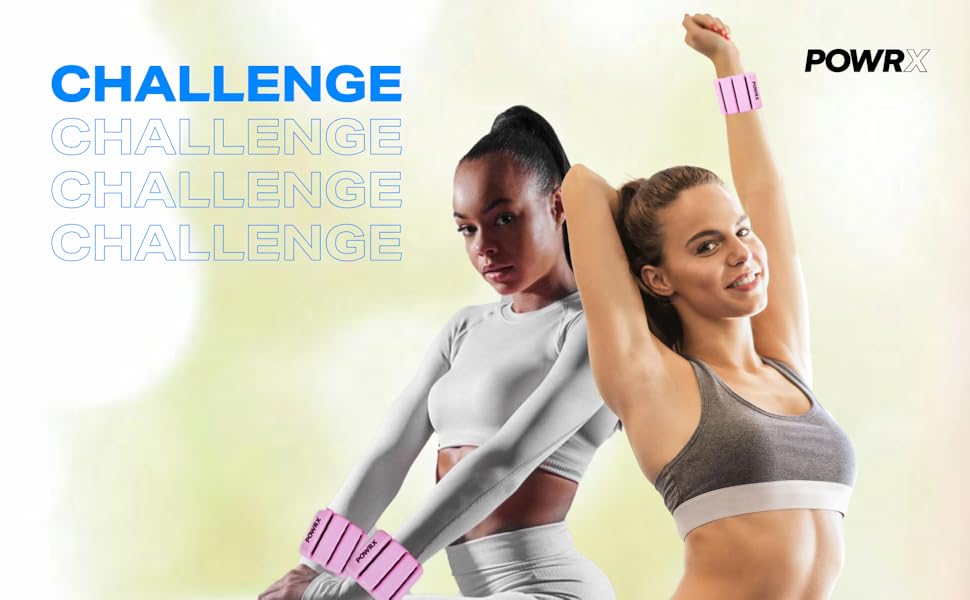 Ваги для зап'ястя PowrX для чоловіків: високоякісний силікон, нержавіюча сталь, зручні, легкі в очищенні, стійкі до поту та запаху, для фітнесу, тренувань, подорожей - Білий Рожевий