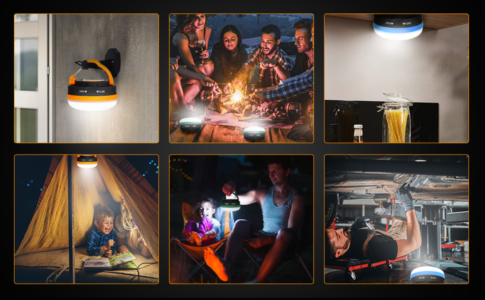 Фонарі кемпінгові LED Flintronic, 2 шт., 5 режимів, SOS, водонепроникні, міні, для намету, портативні, для туризму, риболовлі, надзвичайних ситуацій, оранжевий