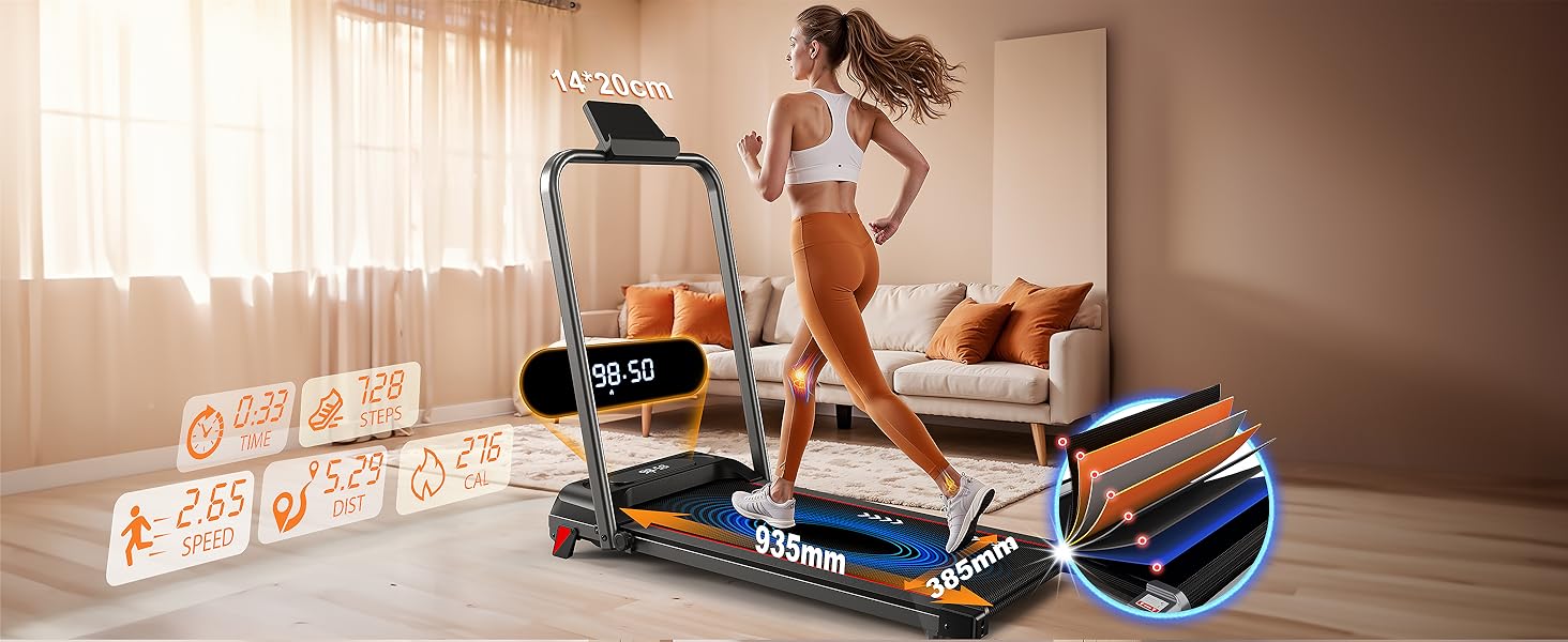 CharonFit Walking Pad - біговий доріжка для дому, 2.25 PS, до 100 кг, нахил 4%, 1-10 км/год