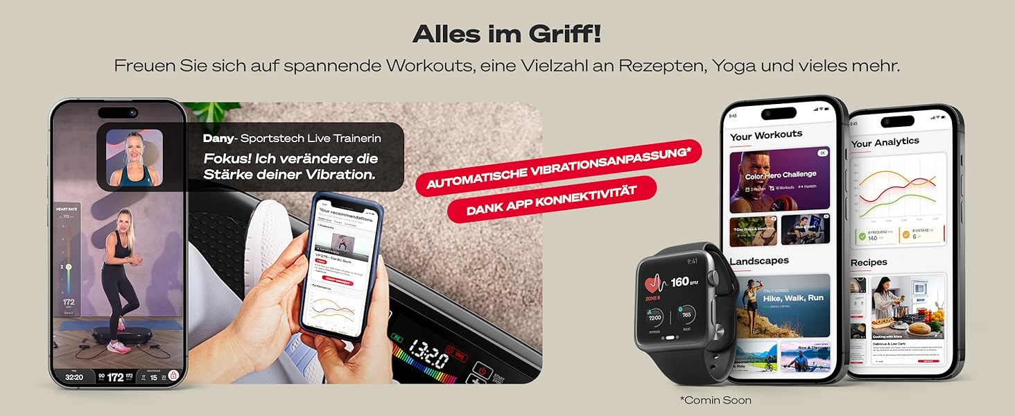 Платформа для вібраційного тренування Sportstech VP250/VP275 - для дому, тихий мотор, 180 рівнів інтенсивності