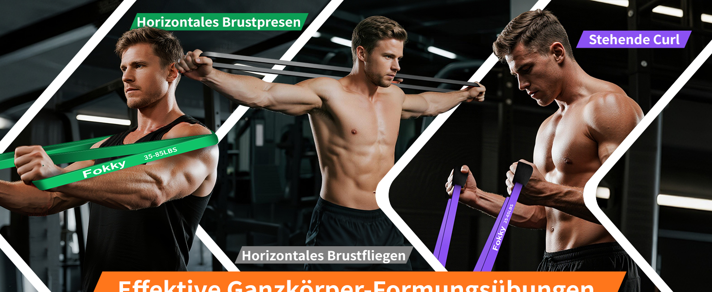 Набір фітнес-гумок Fokky Fitnessbänder - 5 шт., гумки для фітнесу з кріпленням для дверей та захисними накладками, для силових тренувань, розвитку м'язів, кросфіту. Кольори: червоний, чорний, фіолетовий, зелений, помаранчевий