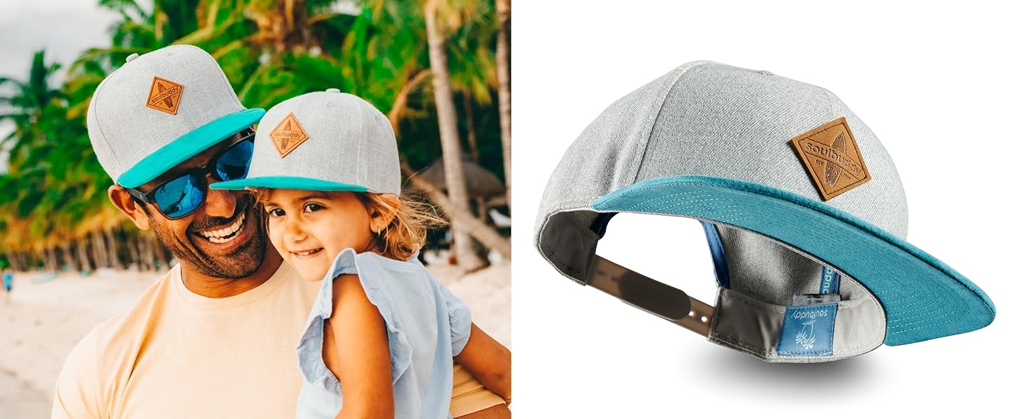 Набір бейсболок Soulbuddy для батька та сина (2 шт) — сімейна кепка Snapback для чоловіків та дітей, сіро-блакитний колір