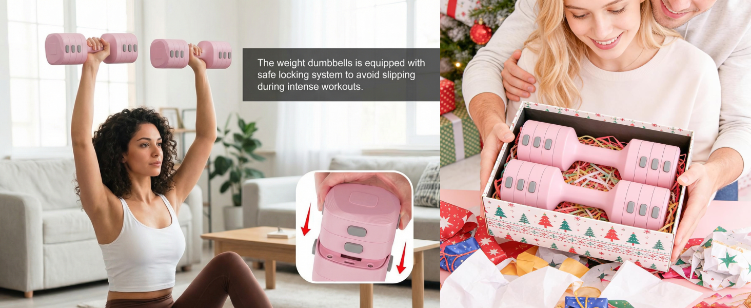 Набір змінених гантелей для жінок, 1-5 кг, 2 шт. (короткі гантелі) 4-в-1 для дому та фітнесу, тренування вдома