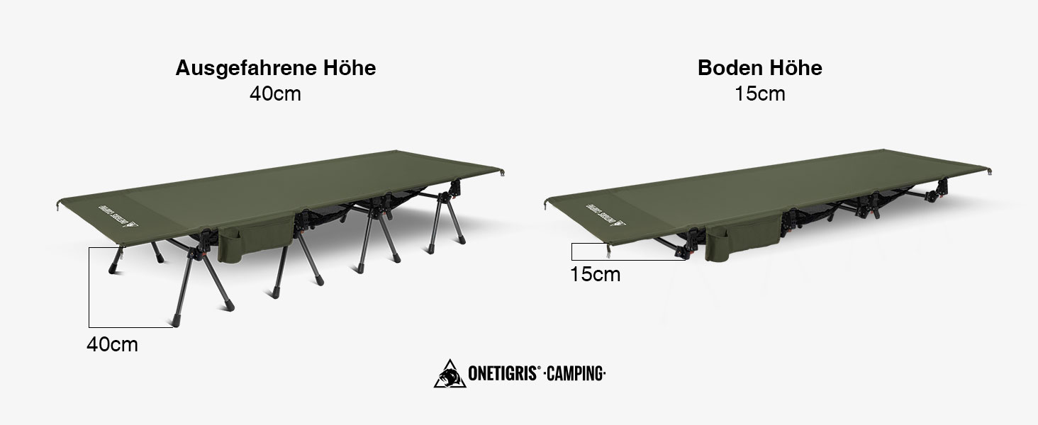 Ліжко похідне складане OneTigris SUPRATIROS XXL (220x80 см), зелений Ranger - для кемпінгу, подорожей, саду, офісу (до 180 кг)