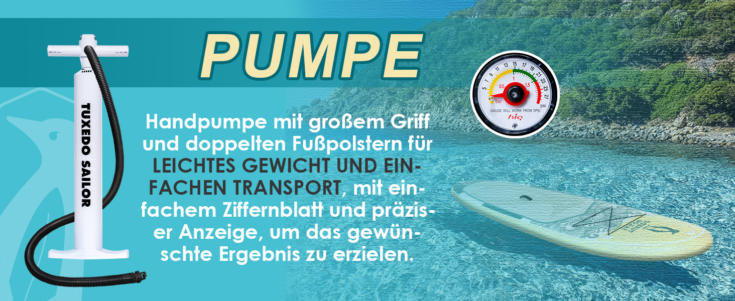 Надувний SUP-борд Tuxedo Sailor Stand Up Paddle Board з аксесуарами, для дорослих та підлітків, блакитний та жовтий