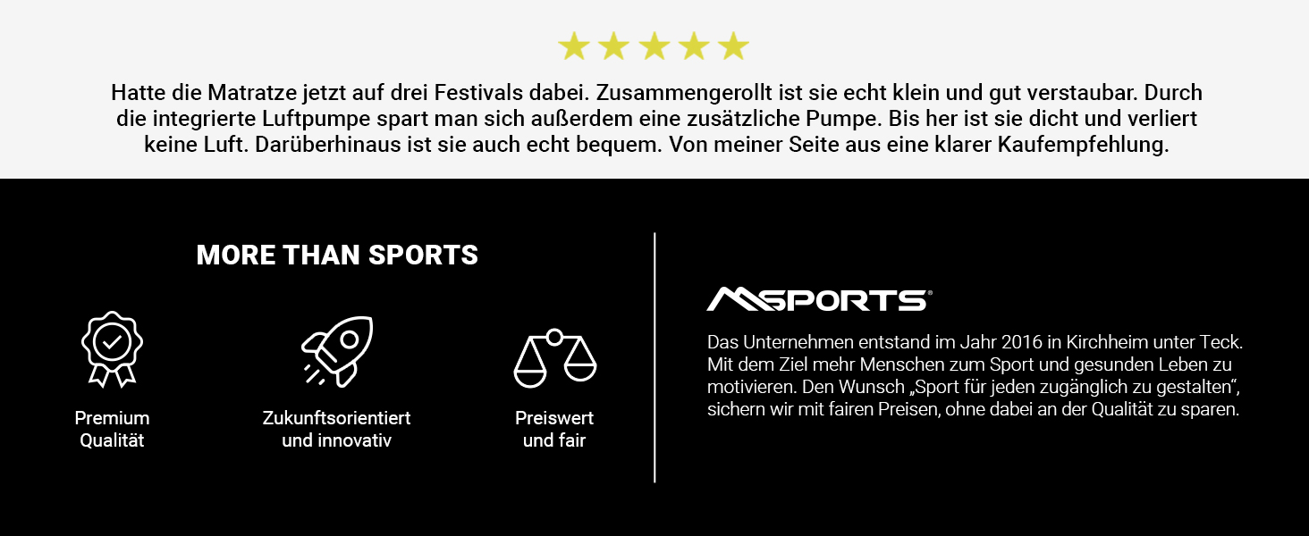 MSPORTS Килимок для кемпінгу Premium, Ultraleichte Isomatte для відпочинку на природі з насосом, вологостійкий для піших прогулянок, трекінгу та кемпінгу (Помаранчевий)