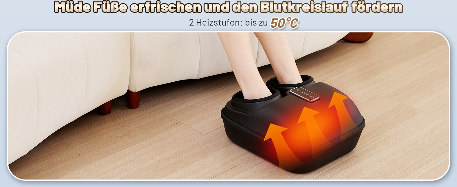 Масажер для ніг BeSokar Shiatsu з пультом, 6D-кнесірування, ролики, повітряна компресія, 3 рівні інтенсивності, теплова терапія