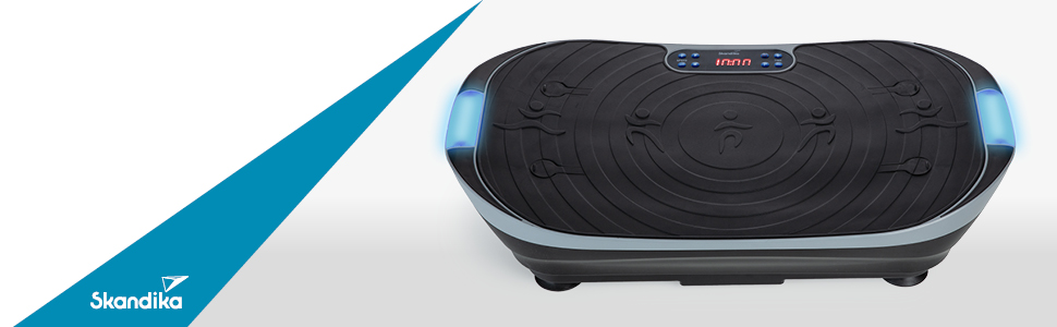 Платформа для вібраційного тренування Skandika V2 з ручками та стрічками | 99 рівнів, LCD-дисплей | Спортивний комплекс для дому (сірий/чорний)