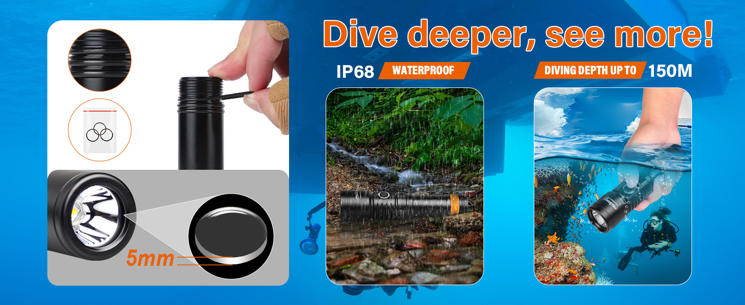 Ліхтар підводний ORCATORCH D710, 3000 люмен, IP68, 150м, з індикатором заряду