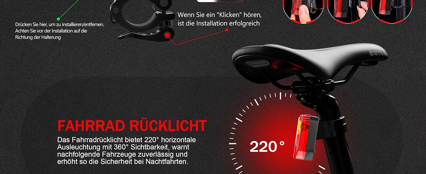 Набір велосипедних ліхтарів SFGSUP LED з USB зарядкою, водонепроникні (IPX5), схвалені StVZO