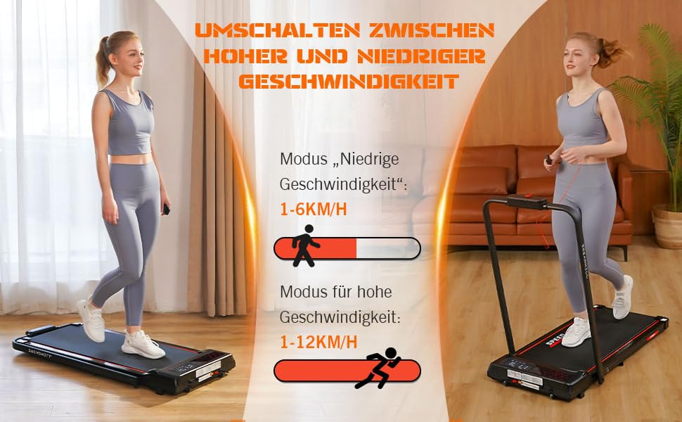 Біговий тренажер RAOO MIN для дому, 1-12 км/год, двигун 2.25HP, складаний біговий килимок 2 в 1 з пультом ДУ/LED-дисплеєм, підставка для телефону. Чорний