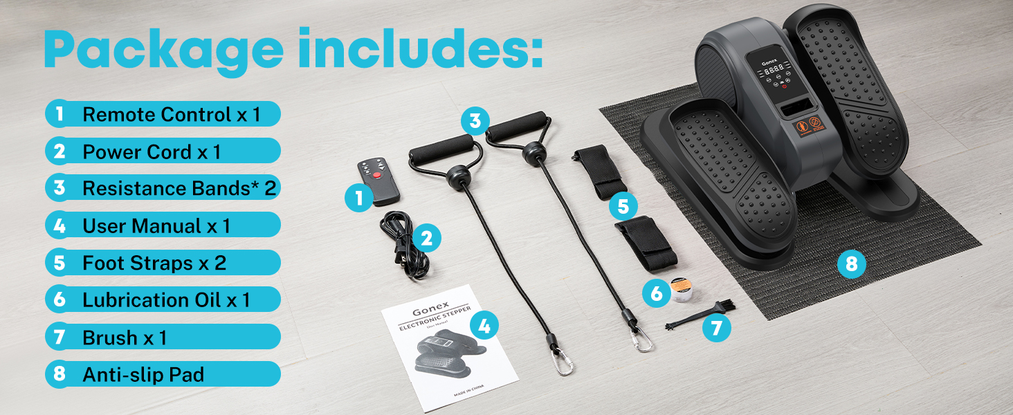 Еліптичний тренажер Gonex під стіл для літніх людей, електричний, з пульт дистанційного керування, 16 рівнів швидкості, ручний та автоматичний режими, сірий