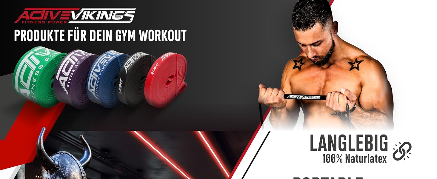 Фітнес-гумки для фітнесу та калістеніки: набір або окремо з сумкою, дверним анкером та інструкцією – ідеально для дому та спортзалу (червоний, чорний, синій)