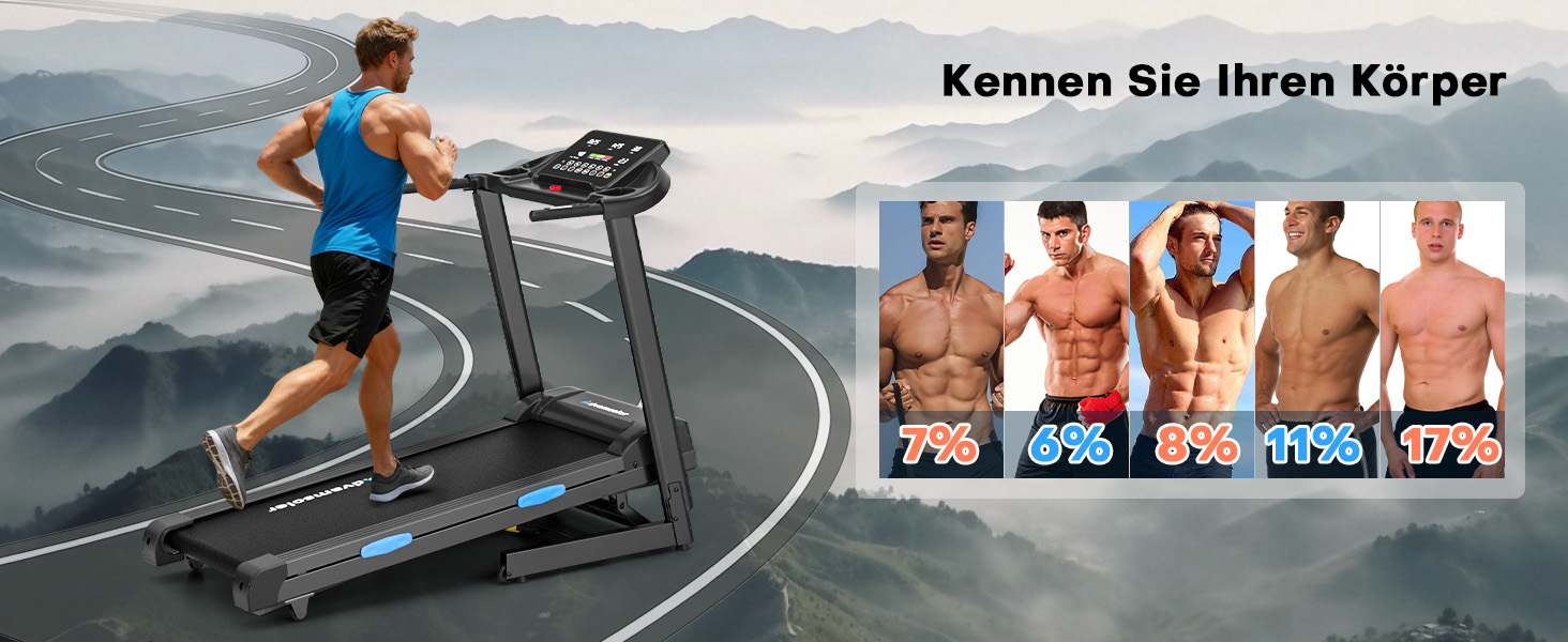 Бігова доріжка для дому складний з автоматичним нахилом, Walking Pad 14KM/H, біговий доріжка з 3.0-PS двигуном, 12 попередньо встановлених програм та фітнес-додаток, обладнання для фітнесу, вантажопідйомність 160Kg, чорний