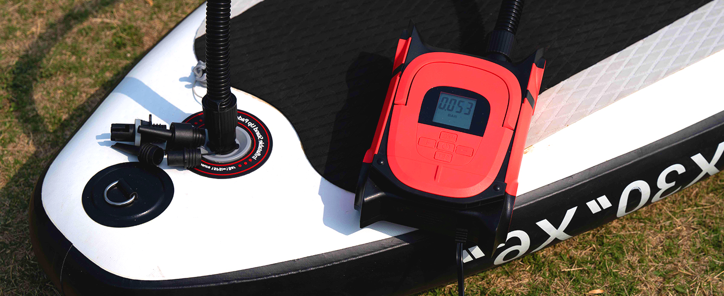Насос для SUP-дошки GICLE 22PSI: електричний, портативний, для надувних SUP-дошок, човнів та водного спорту (білий/чорний)