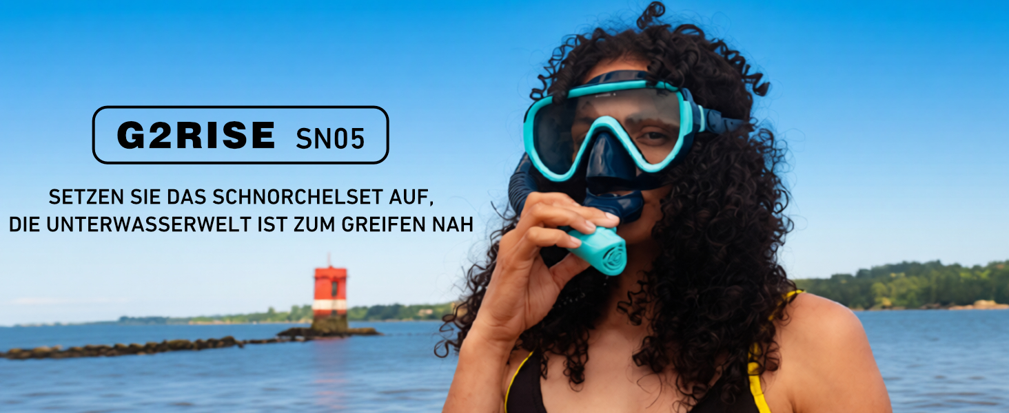 Набір для снорклінгу G2RISE для дорослих, маска для плавання та трубка, чорний+темно-зелений