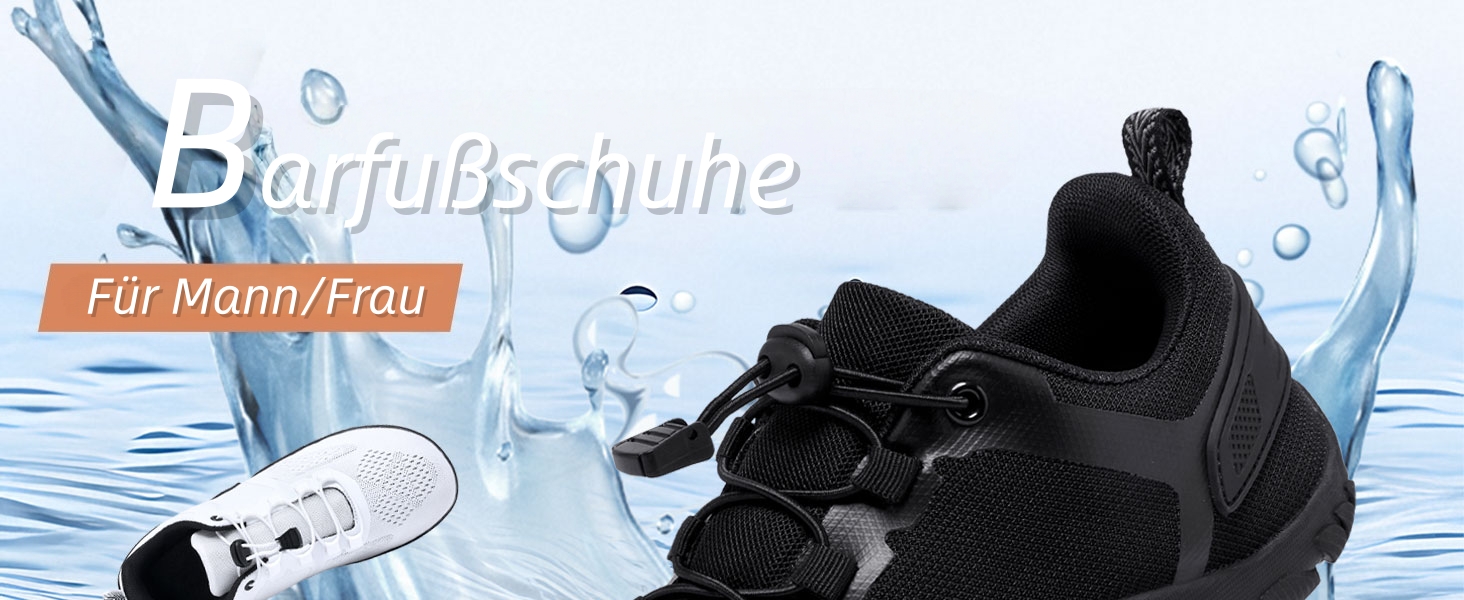 Barfußschuhe HUSKSWARE для жінок та чоловіків – широка передня частина, неслизька підошва, дихаючі, посилені люверси для фітнесу, трейлраннінгу, хайкінгу та повсякденного використання, білий, 44 EU