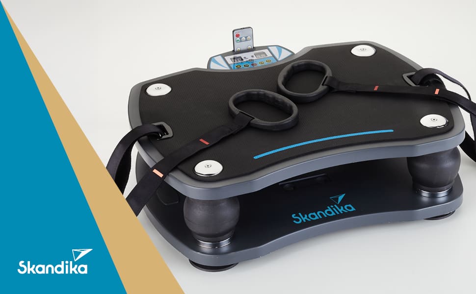 Вібраційна платформа Skandika Vibrationsplatte 500 3D | велика протиковзка поверхня | 4 програми + 20 рівнів | фітнес вдома | з тренувальними гумками, пультом ДУ та постером