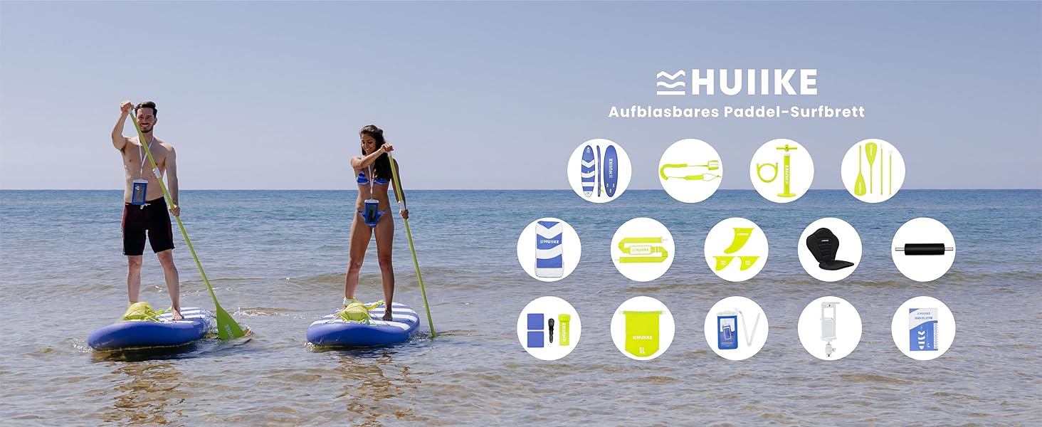 Високоякісні аксесуари для веслування Stand Up - HUIIKE Sup Board, дошка для веслування стоячи з подвійним використанням весла та сидіння для байдарки Веслування стоячи з великою стабільністю Весло для веслування стоячи (Royal Blue - Beach)