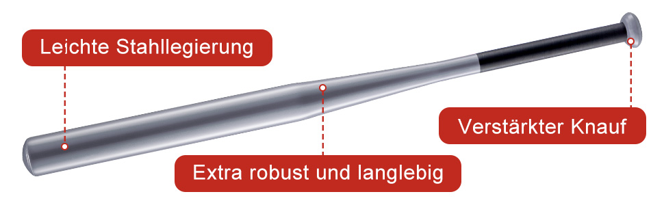Бейсбольна біта 82 см, сталь. Бейсбольна біта, біта для софтболу. Спортивне обладнання для спорту та відпочинку (сріблястий, легована сталь)