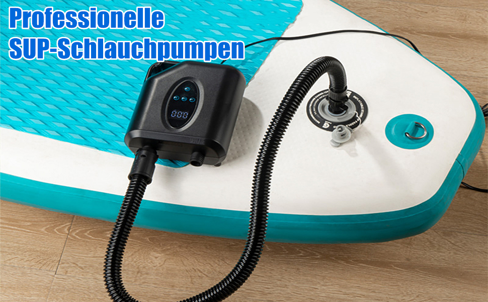 Електричний насос для SUP дошки, 20 PSI, бездротовий, 12000mAh, з двоступеневим надуванням/спусканням, автовимкнення, SOS, ліхтарик, чорний