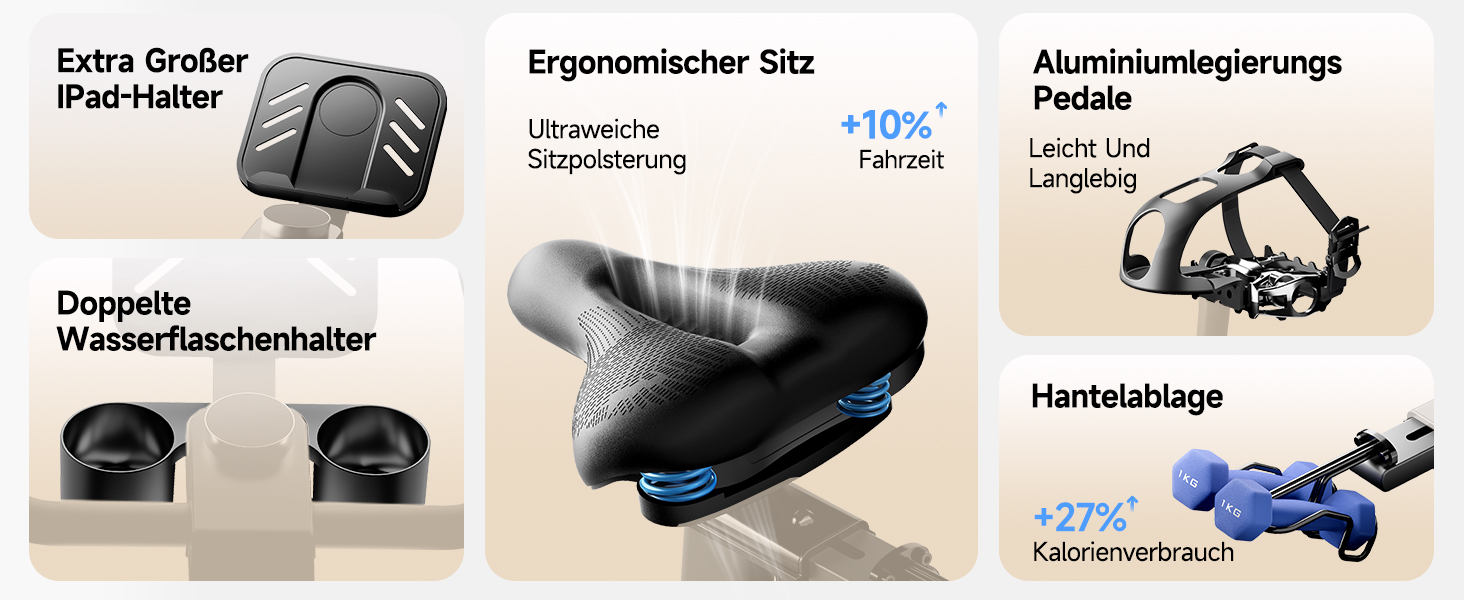 YPOO Велотренажер для дому, тихий велотренажер з регульованим магнітним опором, велотренажер для кардіотренувань з комфортним сидінням, тримачем для планшета, LED-монітором, до 160 кг, чорний