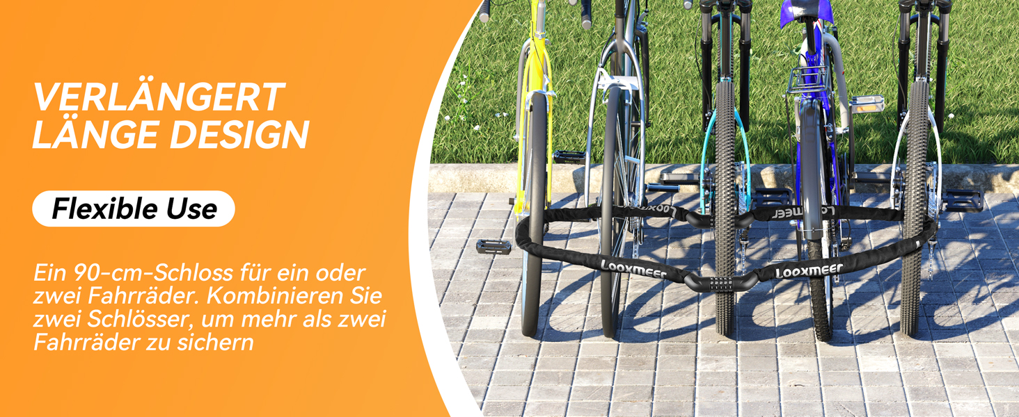 Замки для велосипеда з цифровим кодом, 11 кольорів, 90 см, рівень безпеки 8, 5-значний код, ланцюговий замок для велосипеда, мотоцикла, ролера, дверей (чорний)