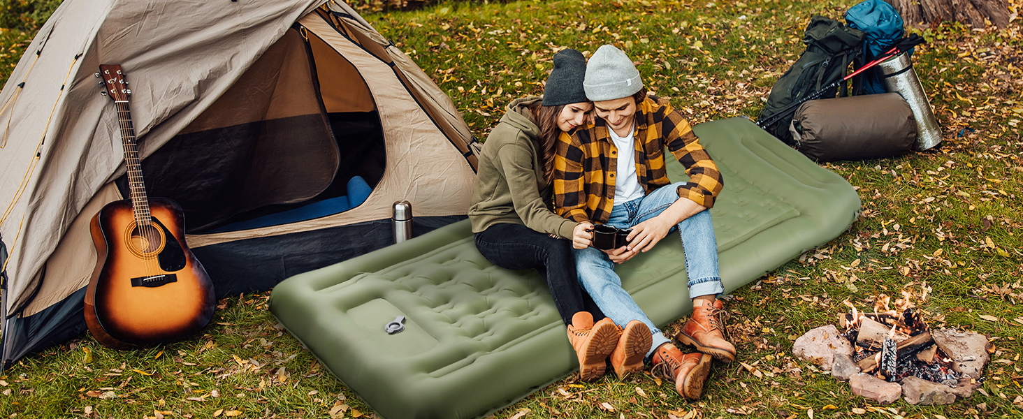 Каремат туристичний самонадувний Ciskotu, 12 см, з насосом, Ultraleicht, зелений