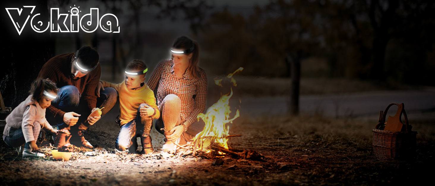 Налобний ліхтар Vokida Outdoor Vibes з широким кутом огляду, LED, USB, перезаряджається, датчик, чорний