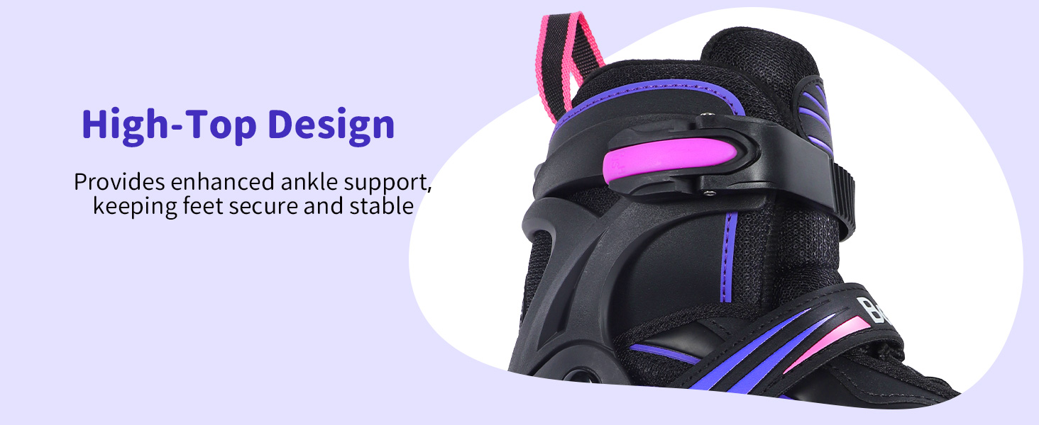 Інлайни BELEEV для дітей, підлітків та дорослих, ролики з регульованим розміром, світлодіодні шнурки та колеса, фіолетовий (EU 38-41)