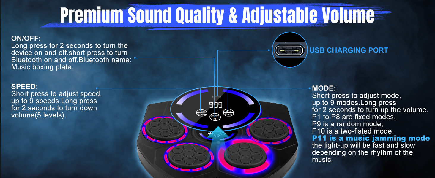 Музична боксерська машина для дітей та дорослих, Bluetooth бокс-автомат з рукавичками, електронна боксерська машина для домашнього фітнесу, тренування в приміщенні, стиль 4