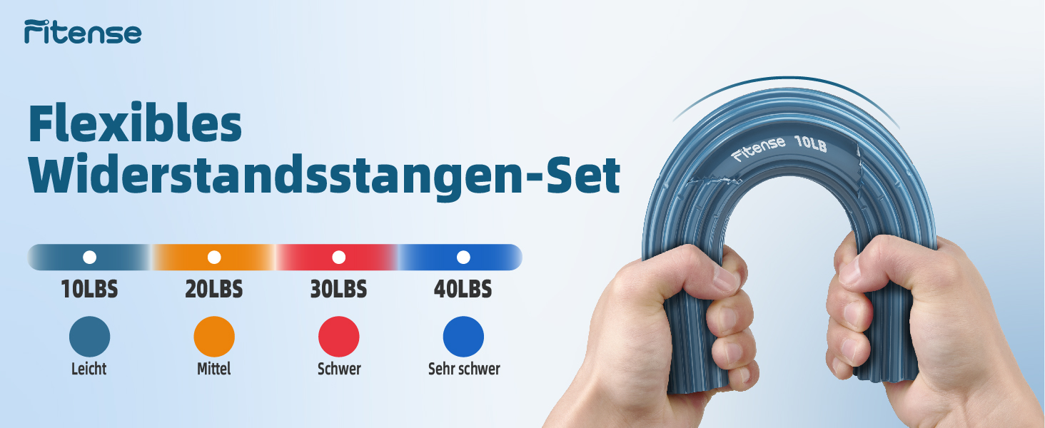 Fitense Flex Therapie Bar Kit: Набір для реабілітації та зміцнення кистей рук (блакитний, чорний, жовтий, сірий)