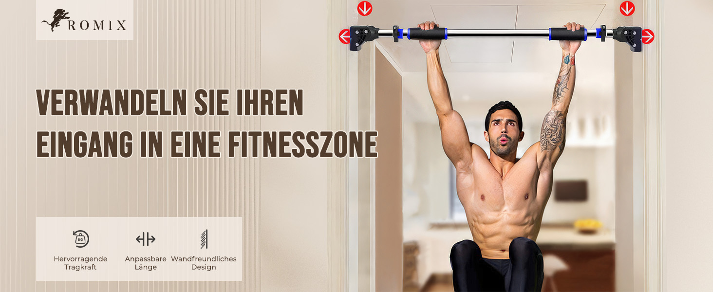 Климмер для турніків ROMIX на двері, регульований 72-97 см, максимальне навантаження 200 кг, з інструкцією для тренувань